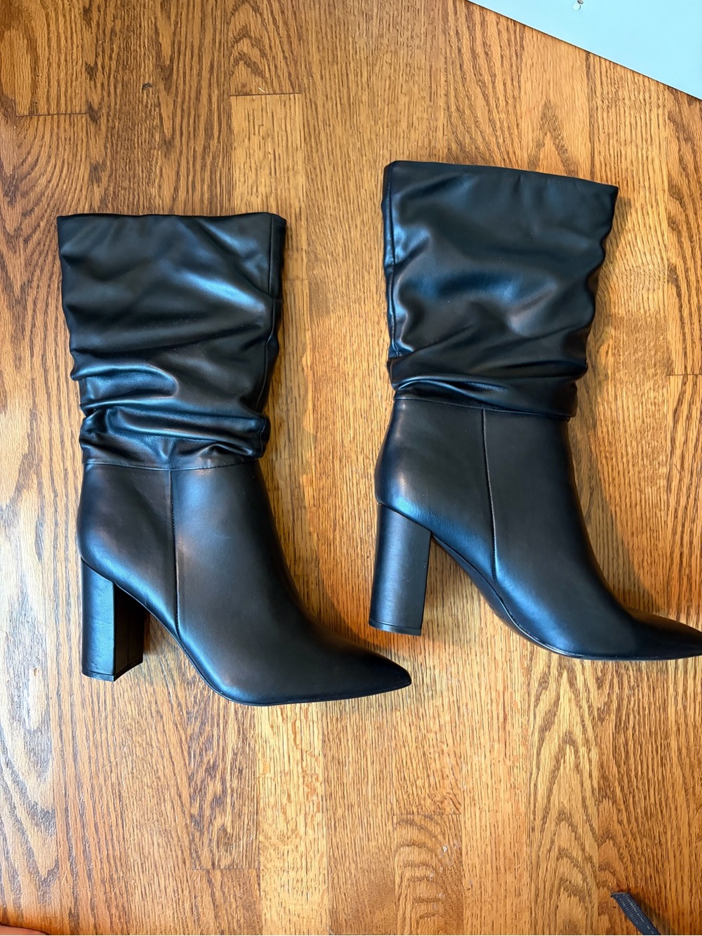 Marc Fisher Black Slouchy Mid-Calf Block Heel Boots